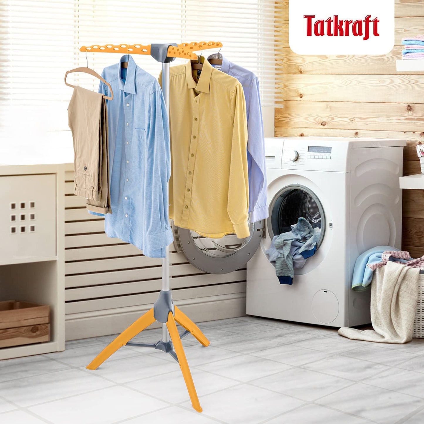 Stendibiancheria Pieghevole per Asciugatura Verticale, Robusto, Portata Massima 30 kg, Spazio per 42 Grucce, Tatkraft Palm, 9