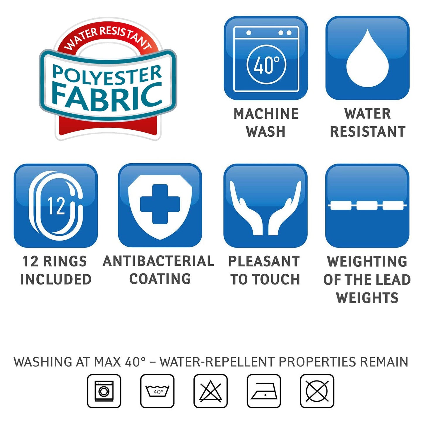 Tatkraft Seagulls - tenda doccia in tessuto impermeabile, 12 anelli, tenda da doccia 180x180cm, 3