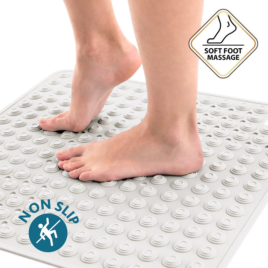 Diseñada para la máxima comodidad y seguridad en la ducha. Fijación segura con 134 ventosas fuertes. Hecha de caucho termoplástico, 2