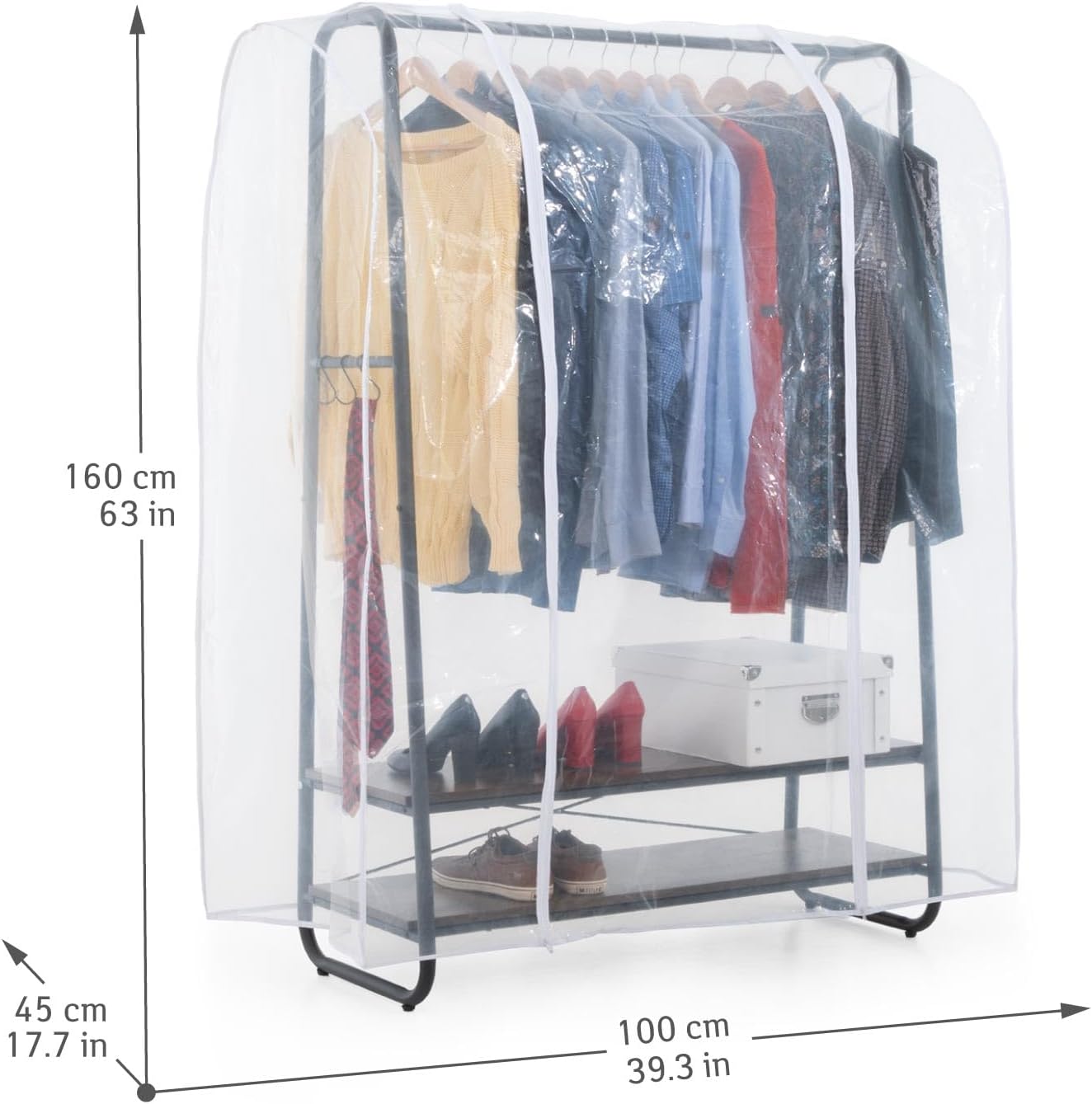 Heavy Duty Clothes Rail, Clothes Rail with Cover, Wardrobe on Wheels, Coat Rack, 170 Kg Load Capacity, Tatkraft Anneli & Anwalt, 5