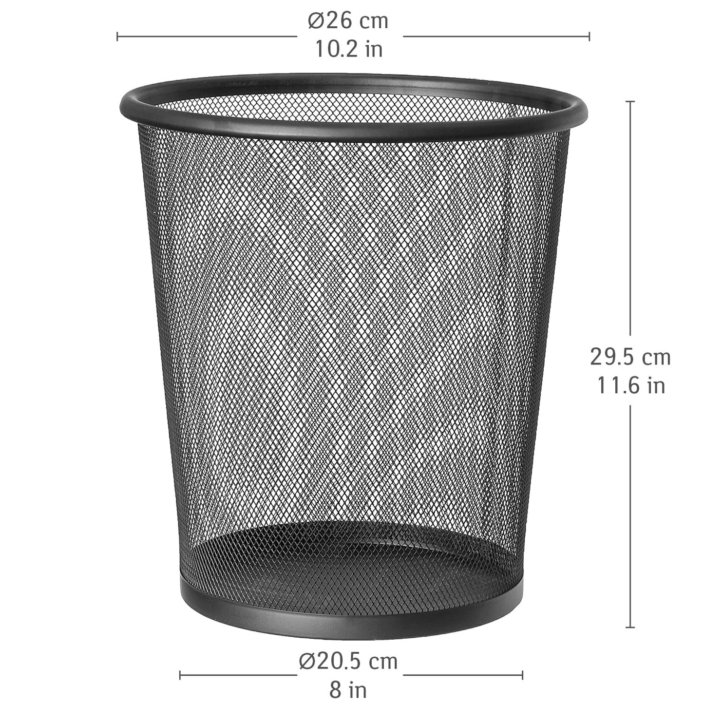 art moon MESH, 2 Stück, Papierkorb, Mülleimer Büro, schwarz, Höhe 29.5 cm, 12 L, Ø26.5x29.5 CM