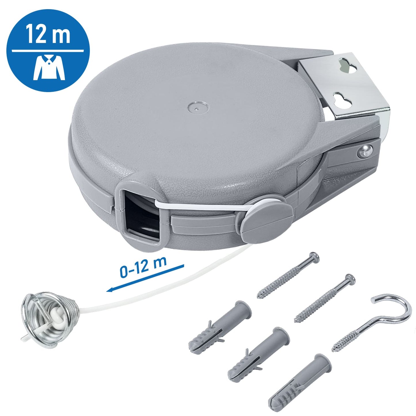 Corde à Linge Rétractable de 12 m pour Vêtements, Etendoir Extérieure Mural, art moon Long