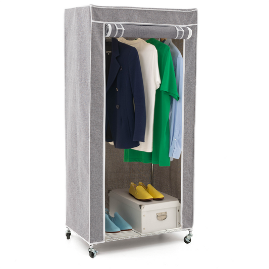 Burro para Ropa, Perchero burro, Burro para Colgar Ropa, Resistente, Armario Tela, con Ruedas, art moon Buffalo Grey, 3