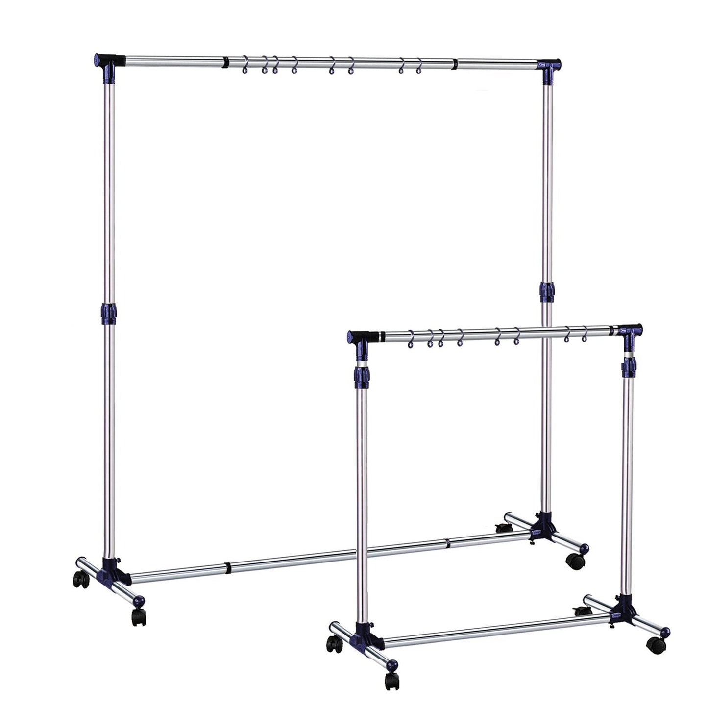 Extendable Stainless Steel Clothes Rail with Wheels Strong Base, Tatkraft New York, 7