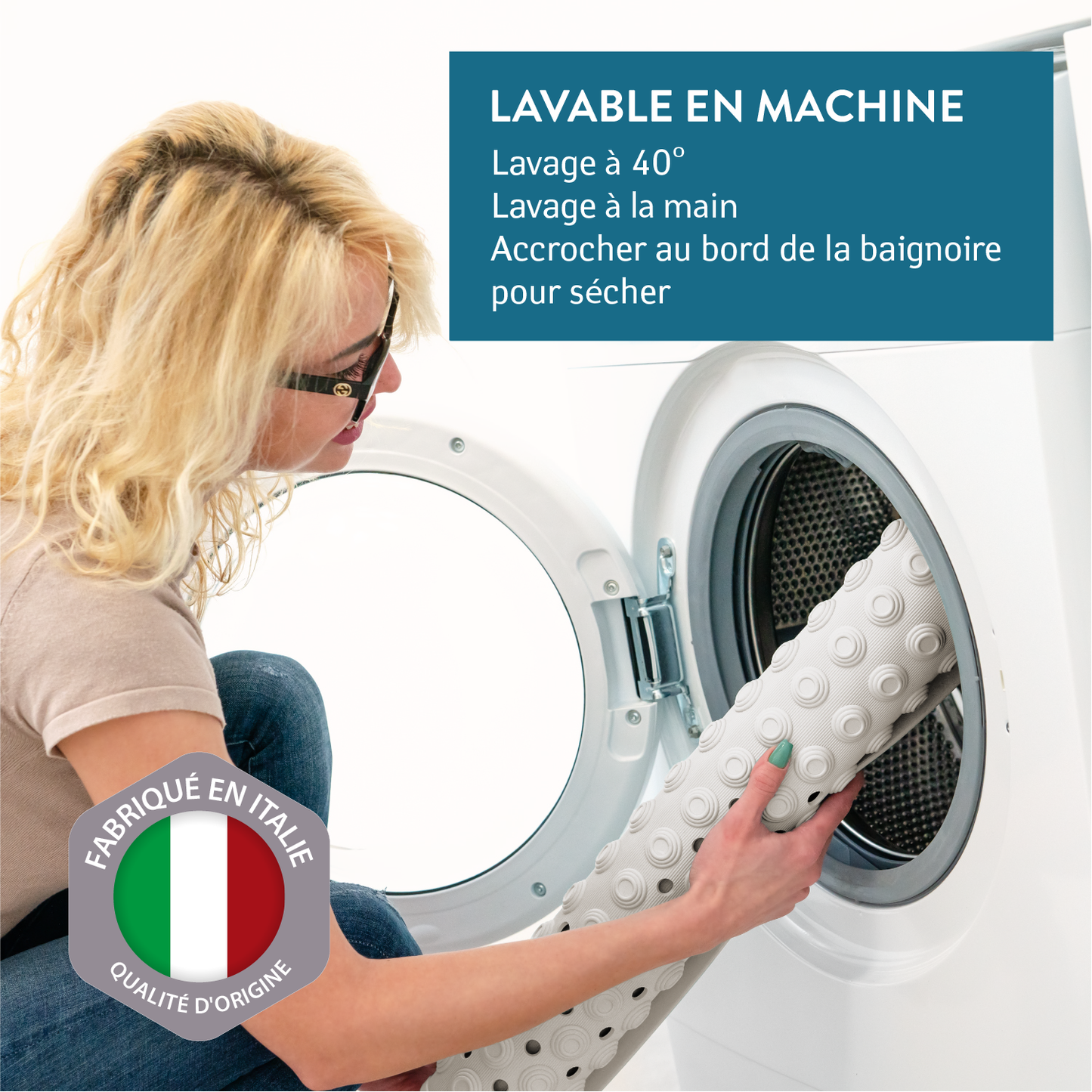 Tapis de Douche Antidérapant Senior, Tapis Douche Italienne, Tapis de Douche Antidérapant pour Personne Âgée, Tatkraft Detail Blanc 7