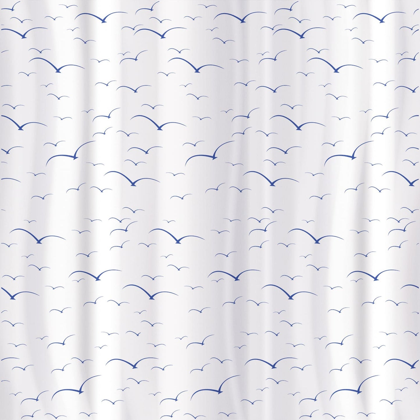 Shower Curtain 180x180cm Waterproof Textile Polyester 12 Oval Rings, Tatkraft Seagulls, 2