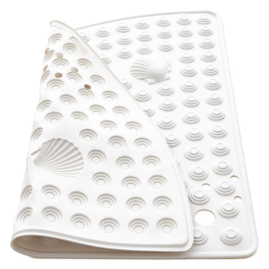 Tapis de Douche d'angle 58 x 58 cm, Anti-moisissure, Tapis de Douche antidérapant en PVC, Blanc, Tatkraft Shell, 1