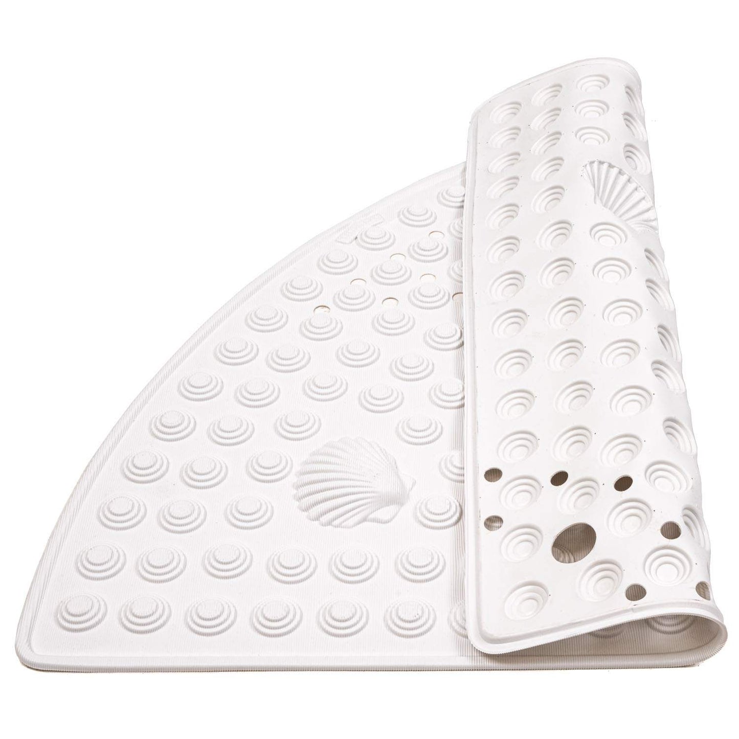 Tapis de Douche d'angle 58 x 58 cm, Anti-moisissure, Tapis de Douche antidérapant en PVC, Blanc, Tatkraft Shell, 7