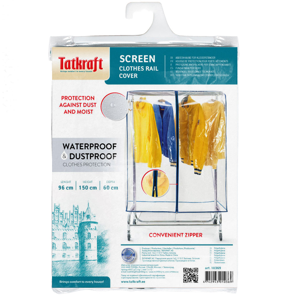 Housse de Protection pour Portant à Vêtements, Plastique Waterproof Transparent, L96 cm, Tatkraft Screen, 8