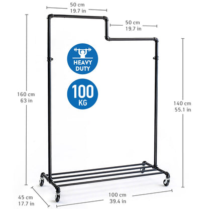 Portant à Vêtements Robuste avec Porte-Chaussures, 2 Niveaux, Jusqu'à 100 kg, Tatkraft Tube, 1