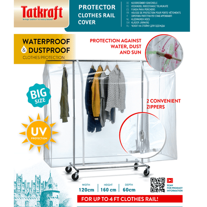 Housse Portant Vetement, Housse pour Portant Vetement, Plastique Waterproof Transparent, L 120 cm, Tatkraft Protector, 7