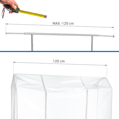 Kleiderständer Abdeckung, Schutzhülle für Kleiderständer,  2 Reißverschlüssen, 120x160x60cm, Tatkraft Protector, 7