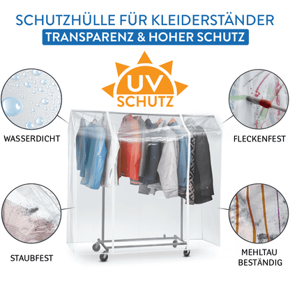 Housse Portant Vetement, Housse pour Portant Vetement, Plastique Waterproof Transparent, L 120 cm, Tatkraft Protector, 2