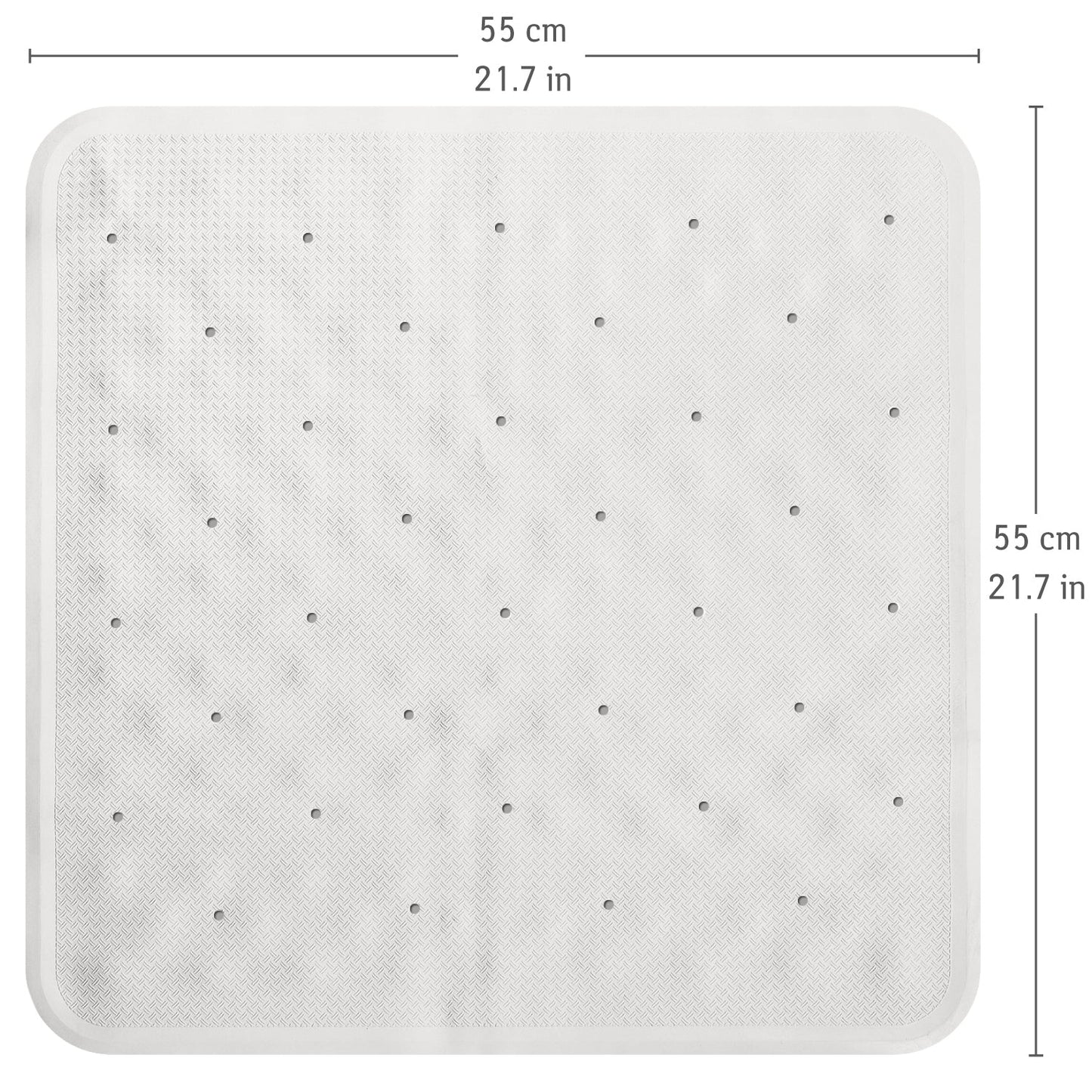 Tatkraft Fine - Alfombrilla de Ducha de Goma Antideslizante, Alfombra de Baño con Ventosas, 55x55 cm, Blanco