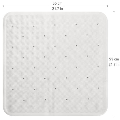 Tatkraft Fine - Alfombrilla de Ducha de Goma Antideslizante, Alfombra de Baño con Ventosas, 55x55 cm, Blanco