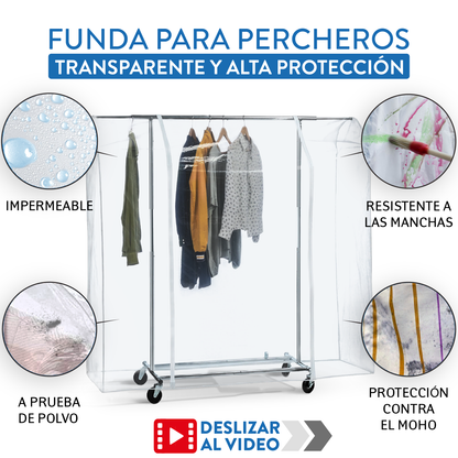 Funda para Perchero de Ropa, Fácil de Abrir y Cerrar, Plástico Transparente, Extra Ancho, L183 cm, Tatkraft Big, 2