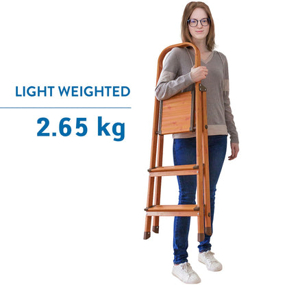 Tatkraft Upgrade 3 - Escabeau 3 marches, Escabeau Domestique, en Aluminium Pliant Ultra Léger 3 Marches, Jusqu’à 150 kg