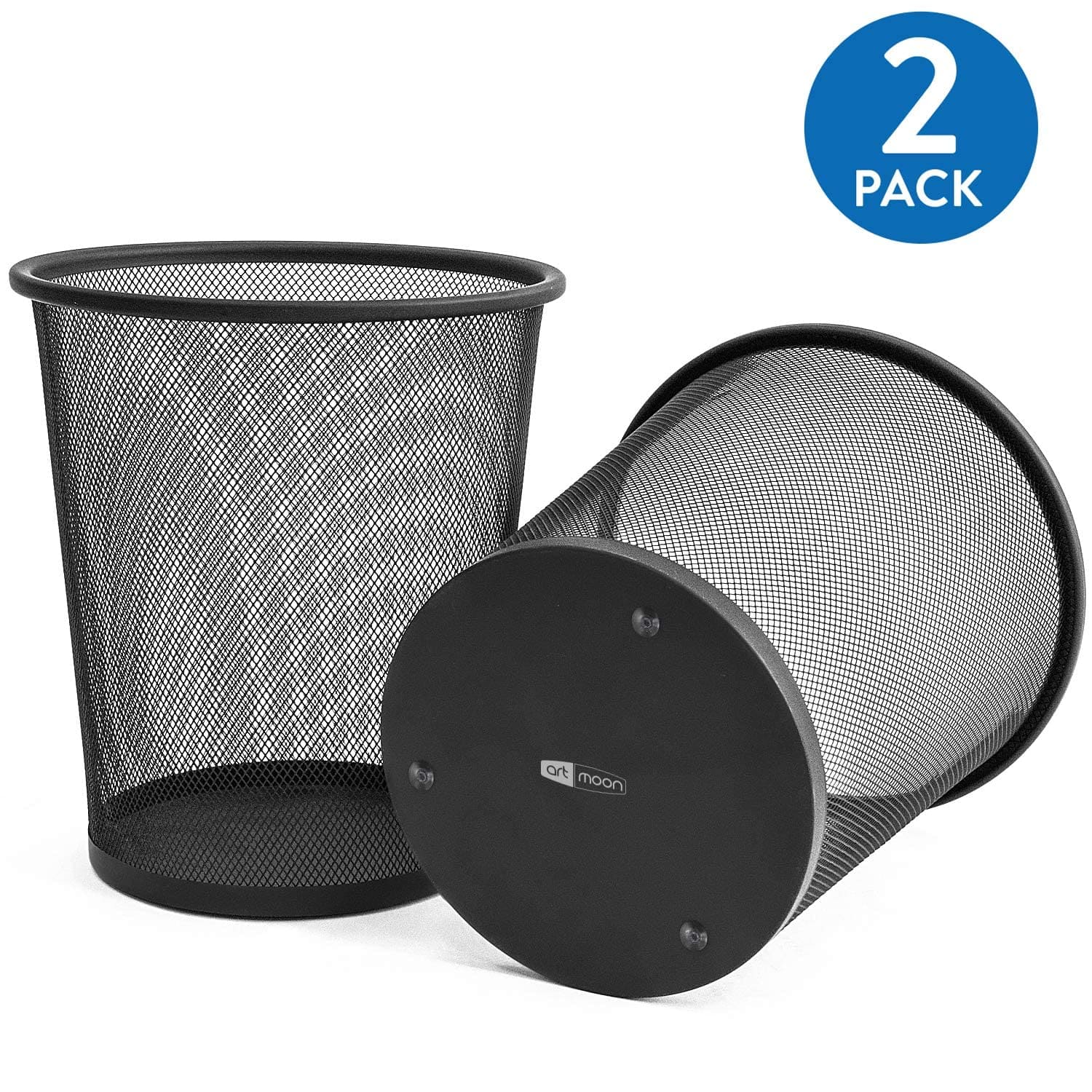 2 Pack Waste Paper Bin 12L Powder-coated Steel, art moon Mesh, 2