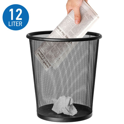 2 Pack Waste Paper Bin 12L Powder-coated Steel, art moon Mesh, 3