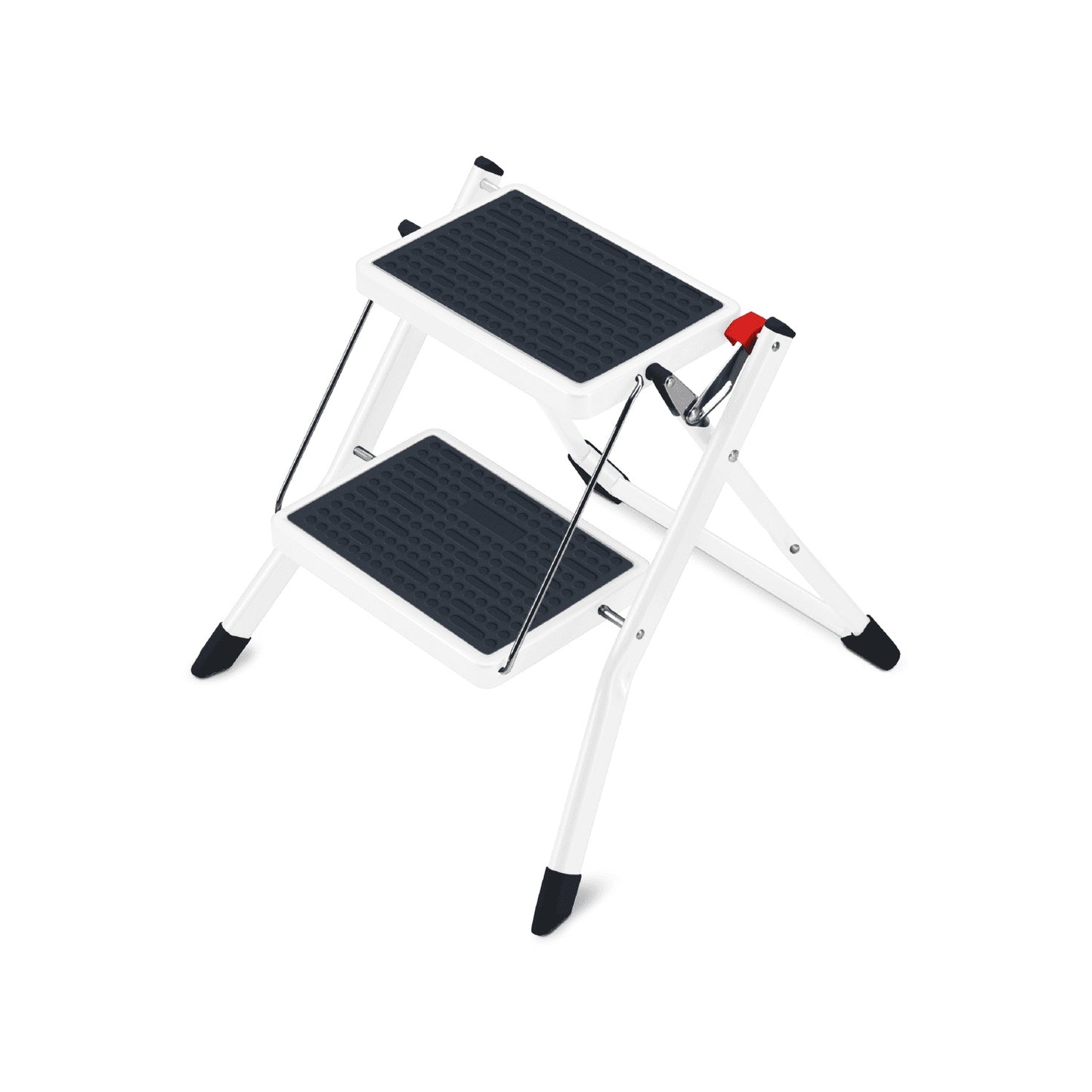 2 Step Ladder Foldable Compact with Anti Slip Coating Powder Coated Steel L49.5xH48.5xD44.5 cm