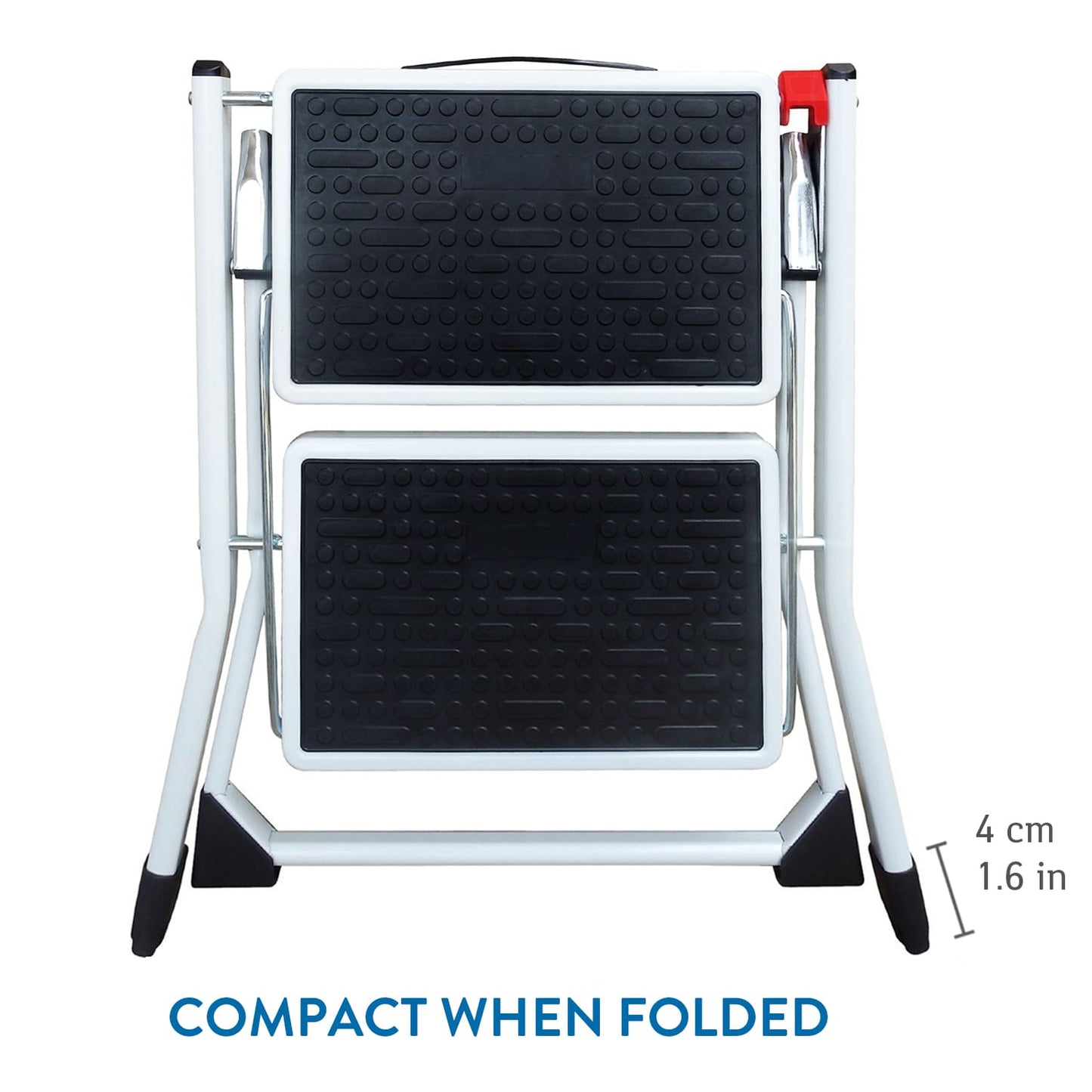 2 Step Ladder Foldable Compact with Anti Slip Coating Powder Coated Steel L49.5xH48.5xD44.5 cm, Tatkraft Rock, 2