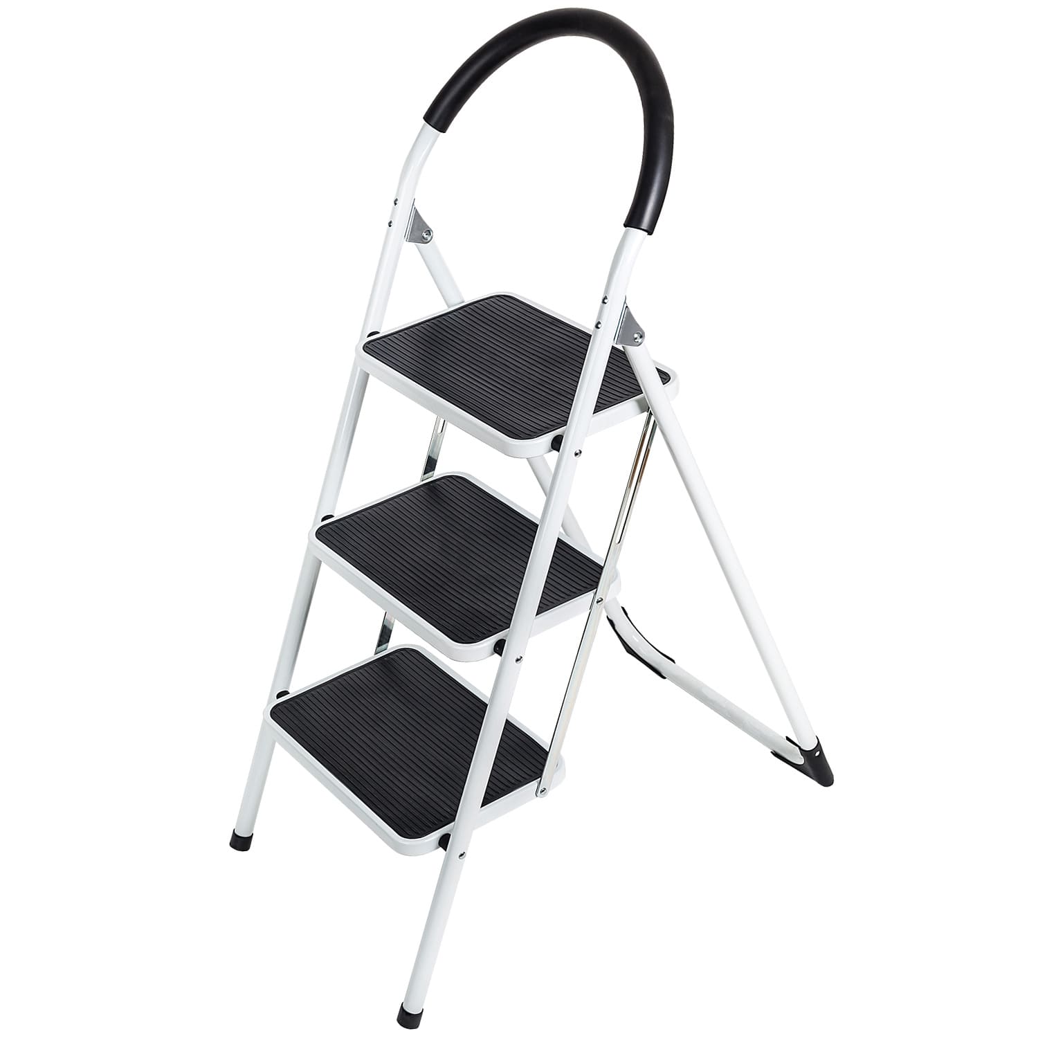 3 Step Ladder, Anti-Slip Steps and Feet, Folding Step Ladder, Heavy Duty Holds Up to 150 kg , WonderWorker Bold