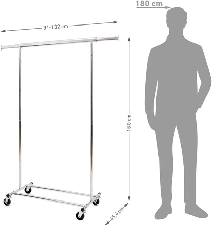 Heavy Duty Clothes Rail, Clothes Rail with Cover, Wardrobe on Wheels, Coat Rack, 100 Kg Load Capacity, Tatkraft Danco & Anwalt, 5