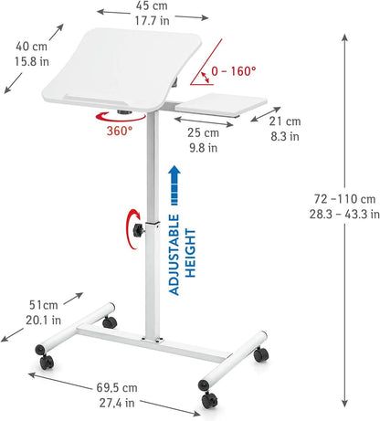 Tatkraft Bianca - mesa ordenador para sofa, Altura ajustable, inclinación flexible, perfecto para estar de pie