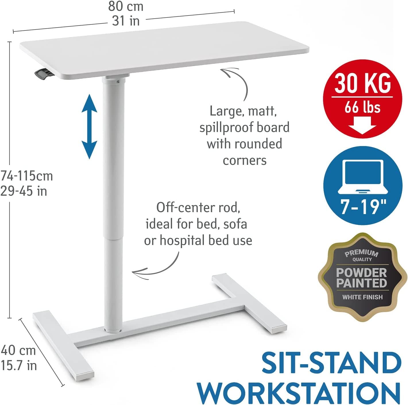 Mesa de ordenador, Altura variable (74-115 cm), versátil en cualquier lugar, escritorio - Tatkraft Relax , 7