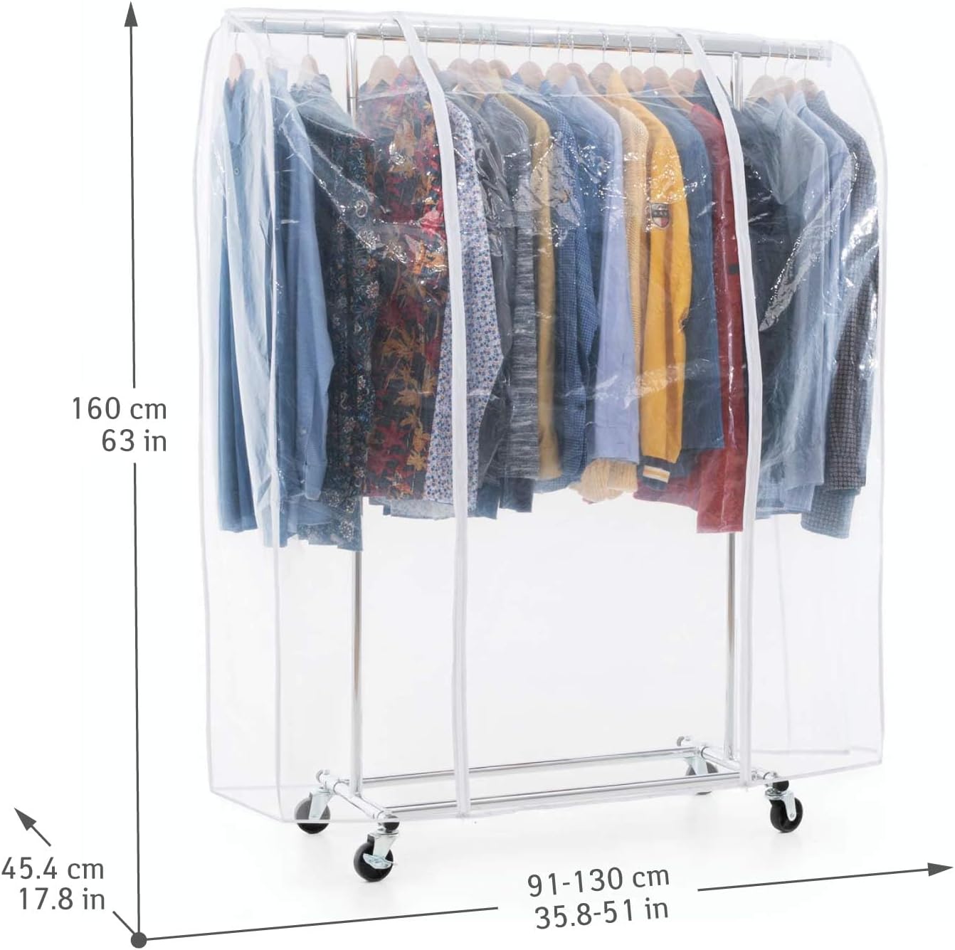 Heavy Duty Clothes Rail, Clothes Rail with Cover, Wardrobe on Wheels, Coat Rack, 100 Kg Load Capacity, Tatkraft Danco & Anwalt, 8