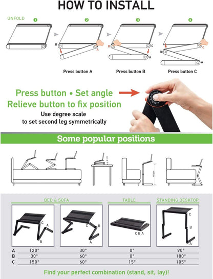 Table pliante pour ordinateur portable, Réglable, WonderWorker Nobel