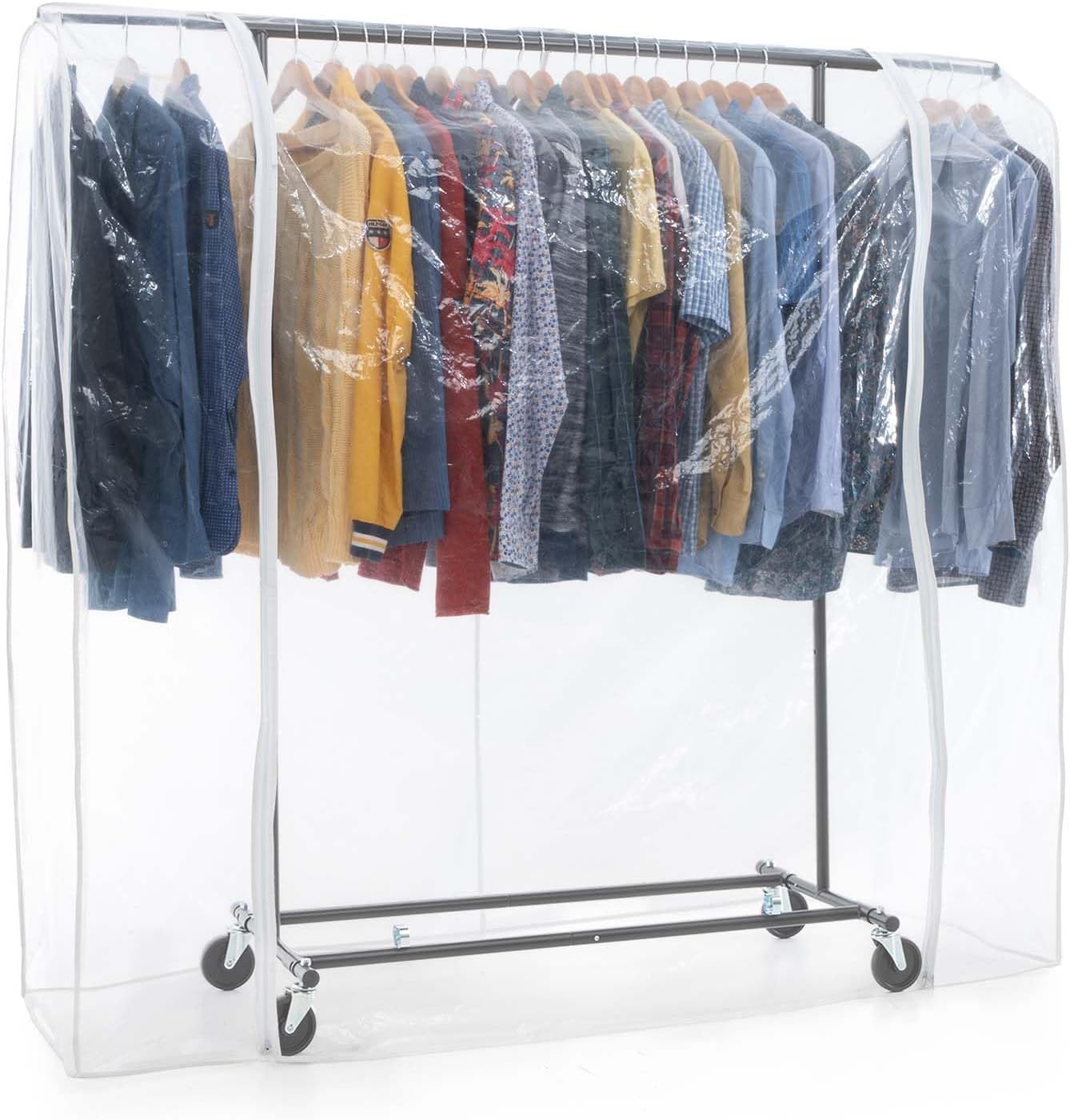 Heavy Duty Clothes Rail, Clothes Rail with Cover, Wardrobe on Wheels, 100 Kg Load Capacity, Tatkraft Derek & Big, 1