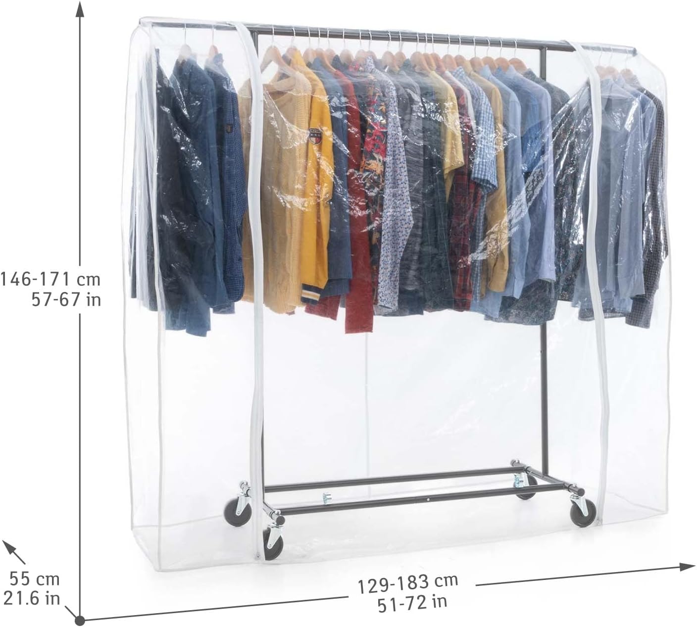 Heavy Duty Clothes Rail, Clothes Rail with Cover, Wardrobe on Wheels, 100 Kg Load Capacity, Tatkraft Derek & Big, 5