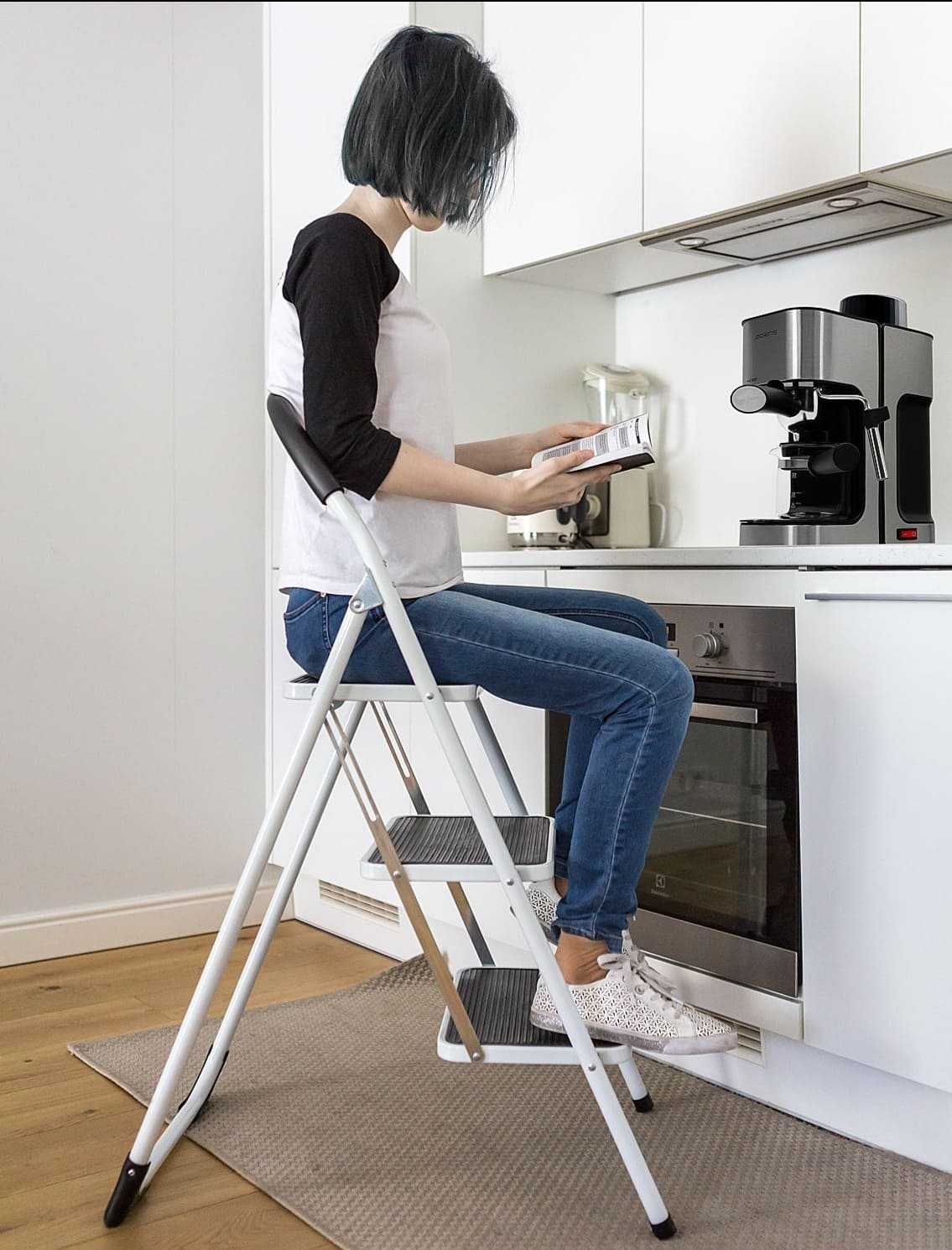 Escalera Plegable, 3 escalones, silla de escalera de tijera, WonderWorker Bold