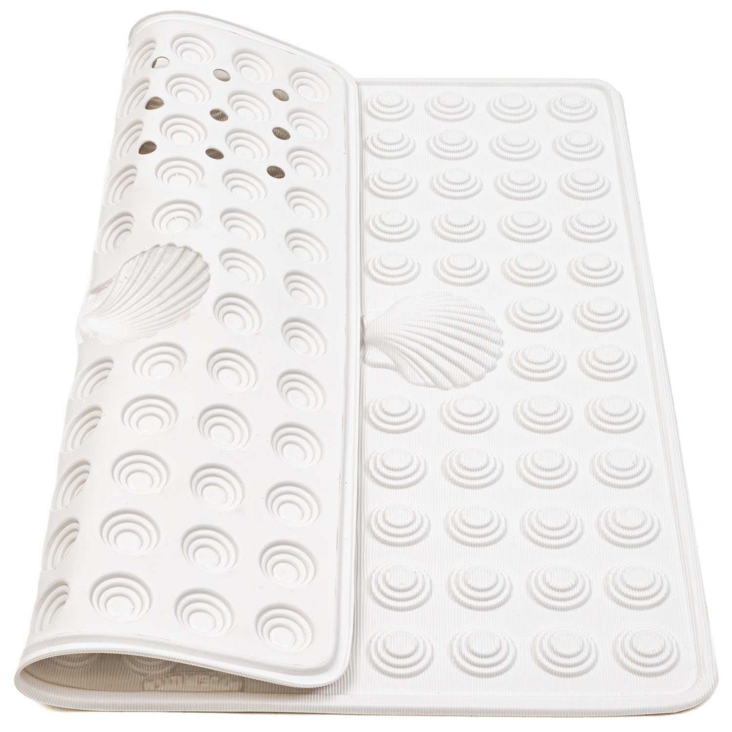 Alfombra de Ducha Antideslizante, 48x48cm, fabricada en Italia, Color Blanco, Tatkraft Shell