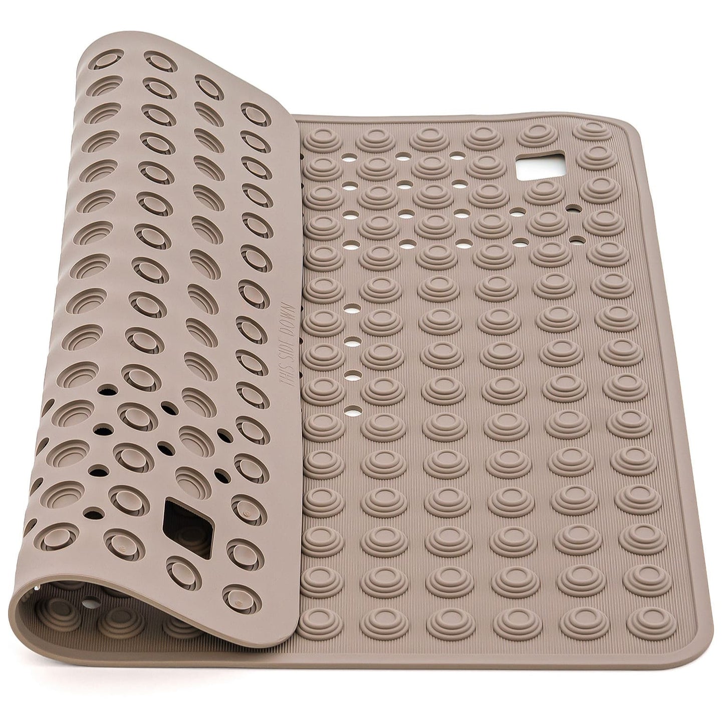 Alfombra de Ducha Antideslizante, Caucho sin BPA, Lavable a Máquina, Hecha en Italia, marrón, Tatkraft Detail, 1