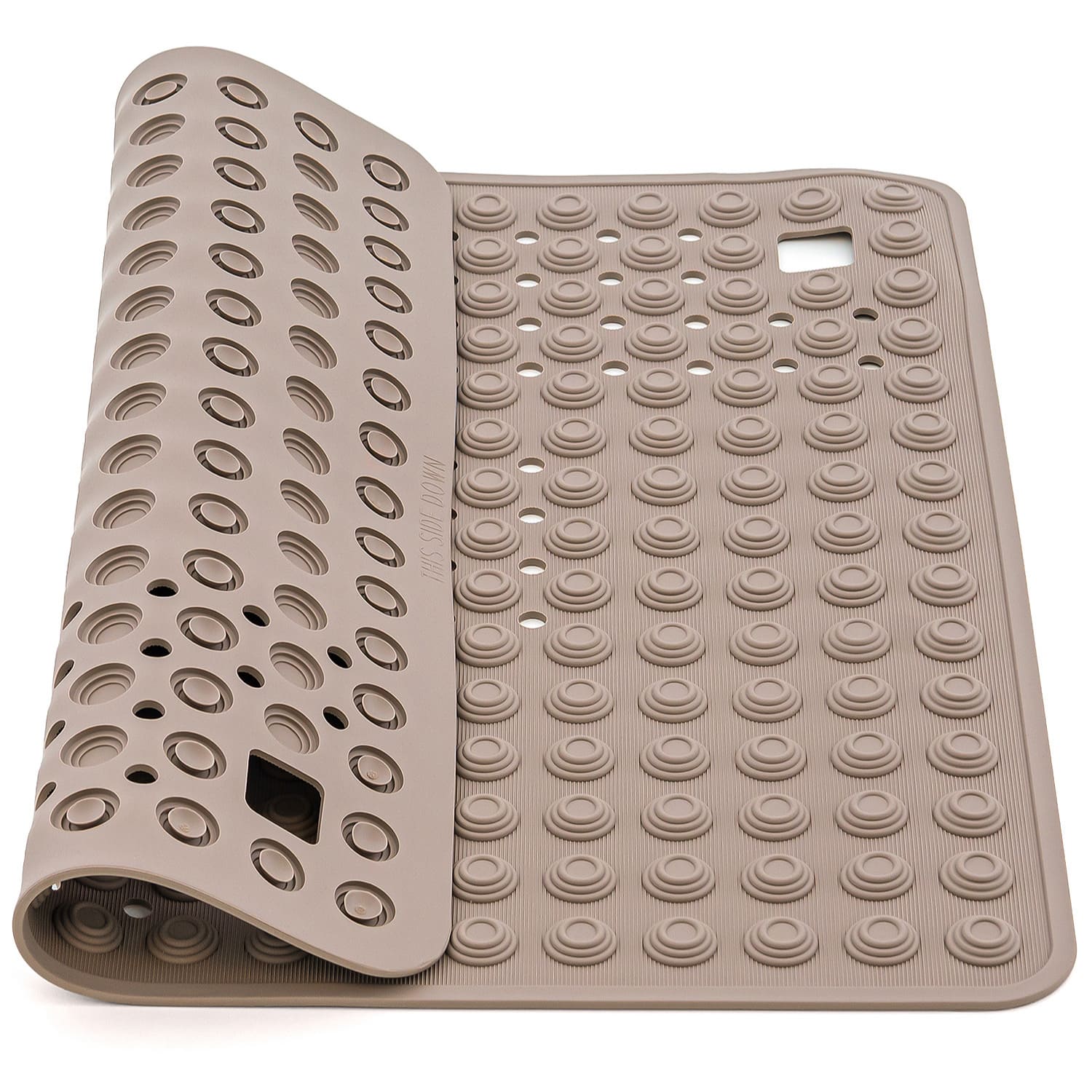 Alfombra de Ducha Antideslizante, Caucho sin BPA, Lavable a Máquina, Hecha en Italia, marrón, Tatkraft Detail, 1