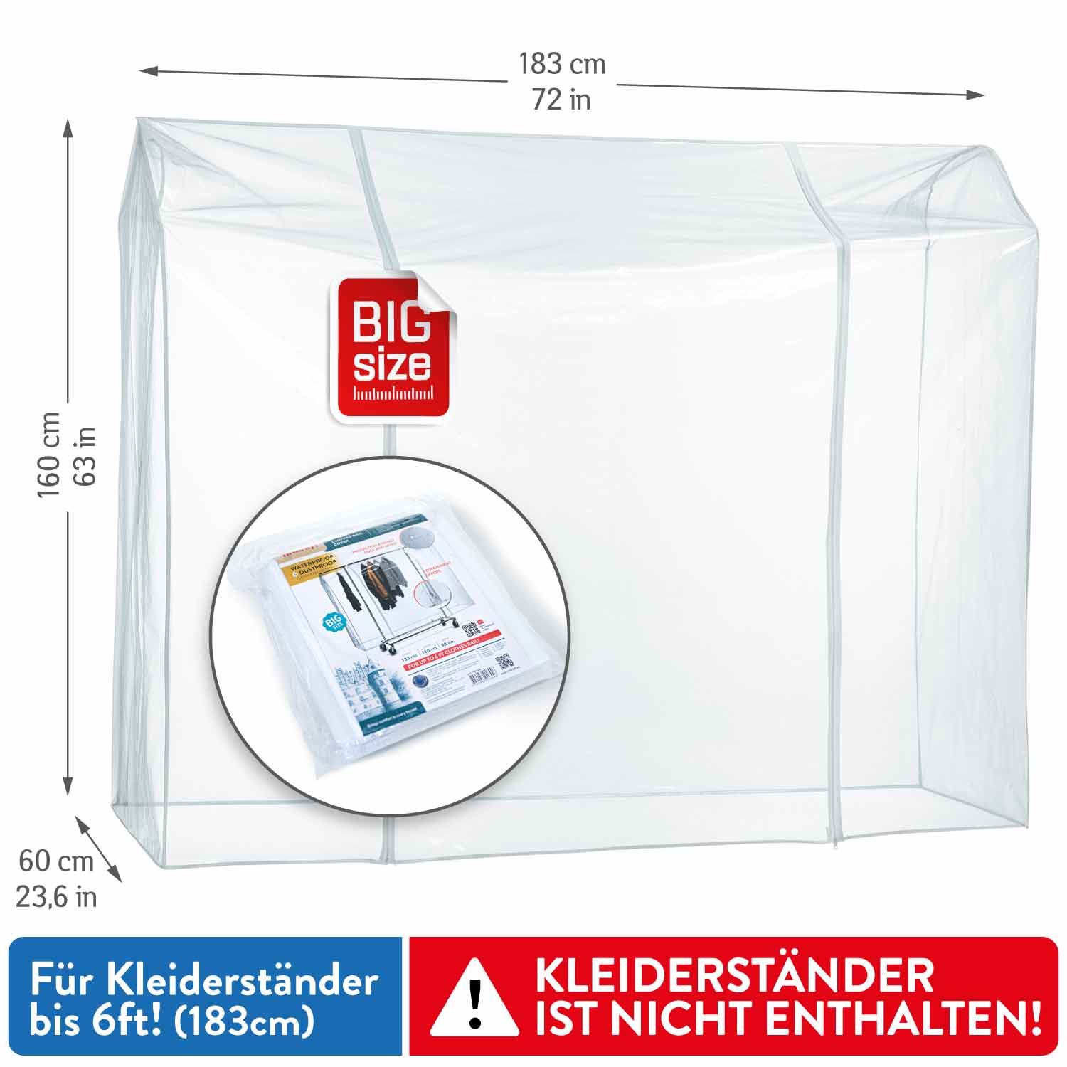 Abdeckung Kleiderständer, Schutzhülle für Kleiderständer, Abdeckung für Kleiderständer, Transparent, Tatkraft BIG, 4