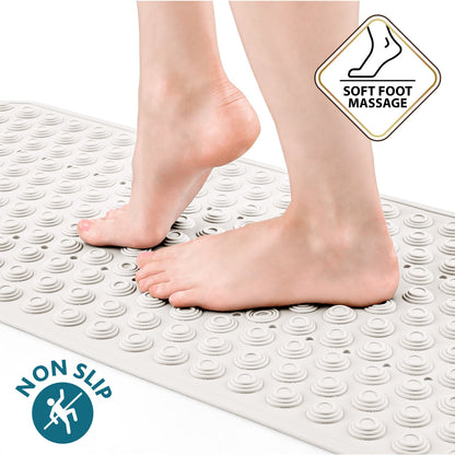 Bathtub Mat, Shower Mat, Non Slip Coating, Safety for Elderly and Kids, Made in Italy, Tatkraft Secure White, 2