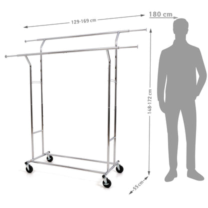 Rella Appendiabiti, Carrello Porta Abiti, con Ruote, Appendiabiti Robusto, Doppia, Portata 110 kg, Tatkraft Denver, 8