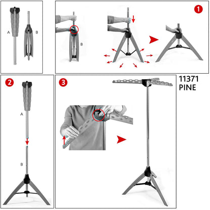 Sturdy Foldable Clothes Airer, Clothes Hanger Stand, Drying Rack, Max Capacity 30 kg, Tatkraft Pine, 7