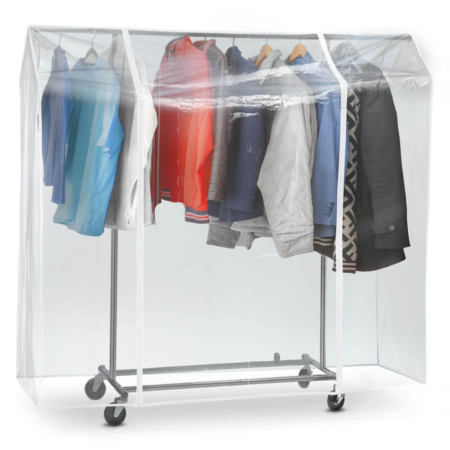 Clothes Rail Cover, Transparent, Protection from UV Dust, Dirt, Rays, Clear PVC Cover with 2 Zippers, Tatkraft Anwalt