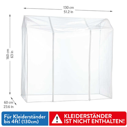 Clothes Rail Cover, Transparent, Protection from UV Dust, Dirt, Rays, Clear PVC Cover with 2 Zippers, Tatkraft Anwalt, 4