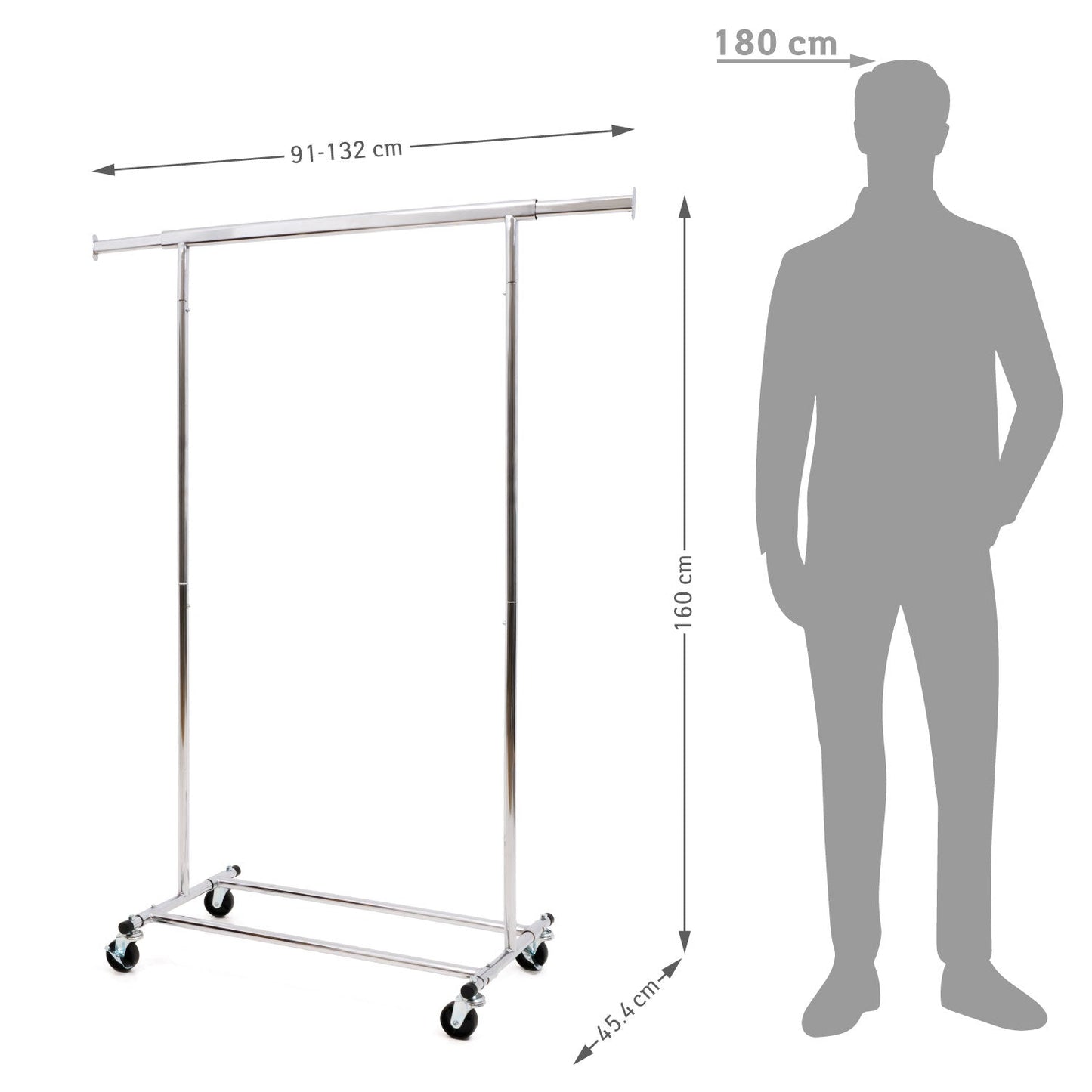 Clothes Rail Heavy Duty, Clothes Rail Industrial, 198 Lbs Capacity, Fast Assembly1 min,  Foldable, Extendable, Tatkraft Danko, 8