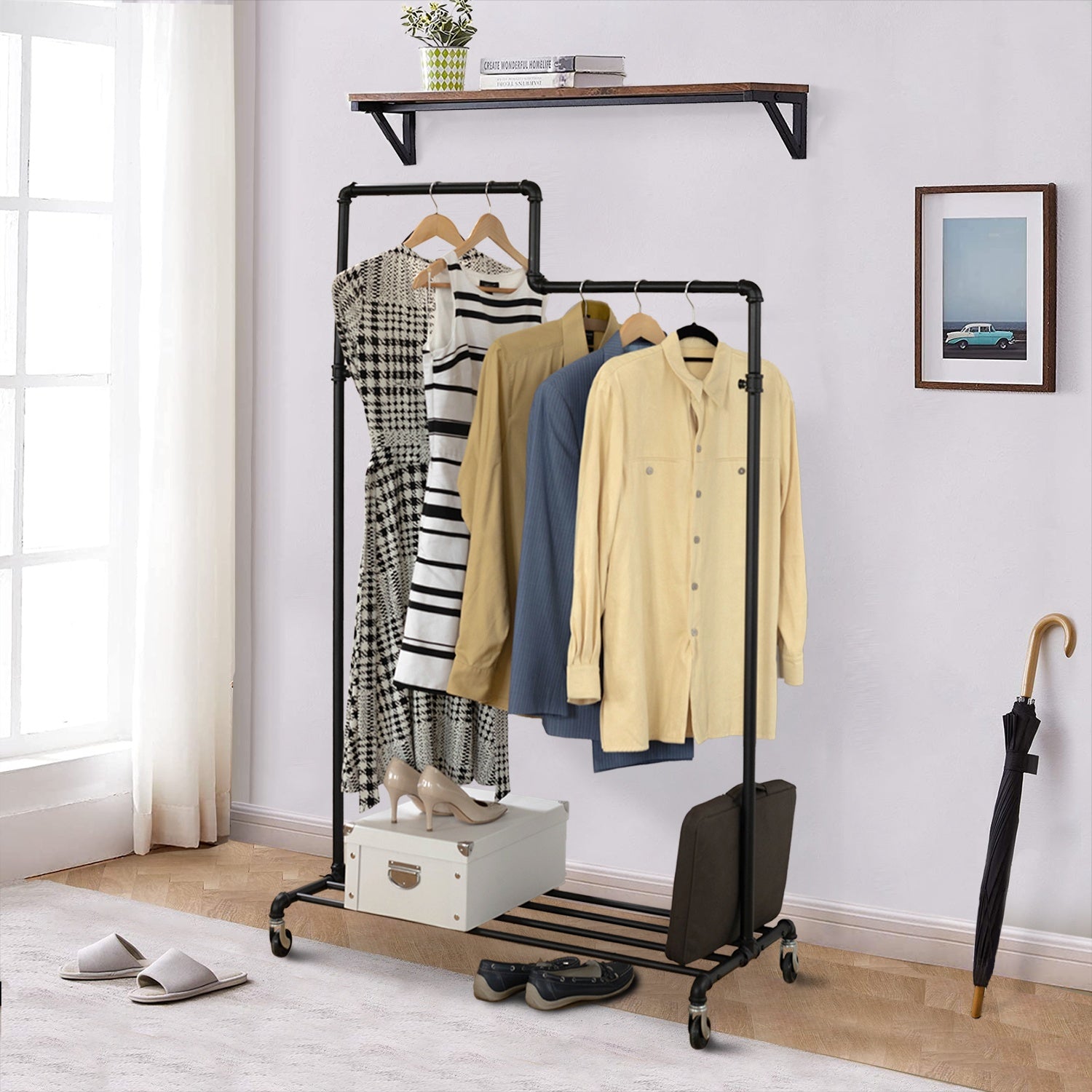 Heavy Duty Clothes Rail with Shoe Rack, 2 Levels, Heavy-Duty Rack that Holds up to 100 kg, Tatkraft Tube, 3