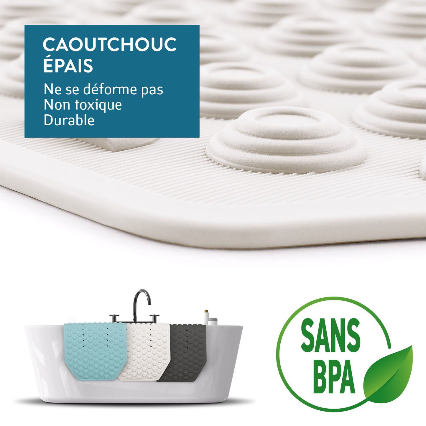 Tapis Antidérapant Baignoire, Tapis Baignoire Bebe, Tapis de Douche Antidérapant Senior, Tapis Douche Italienne, Tatkraft Secure Blanc 7