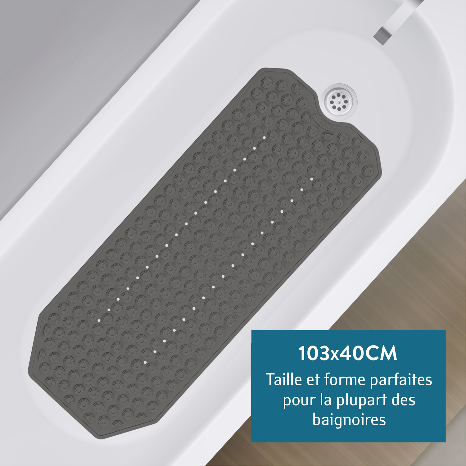 Tapis Douche Italienne, Tapis de Douche, Tapis Baignoire Antidérapant, Tapis de Douche Antidérapant Senior, Tatkraft Secure Noir 3