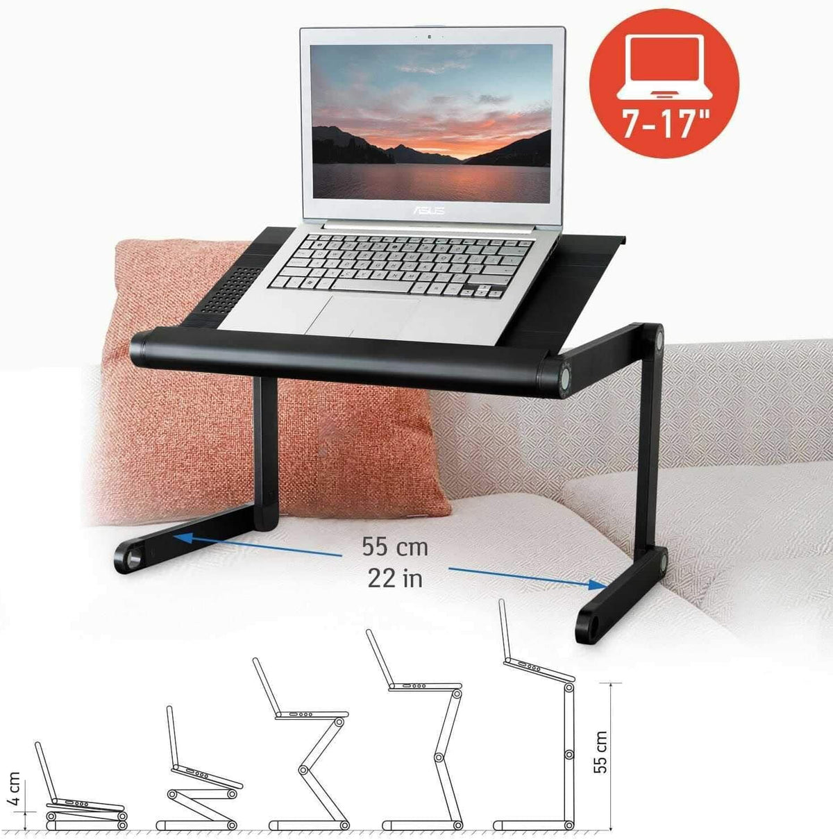 Folding Laptop Table, Adjustable Laptop Stand, Big Size – Tatkraft.ee