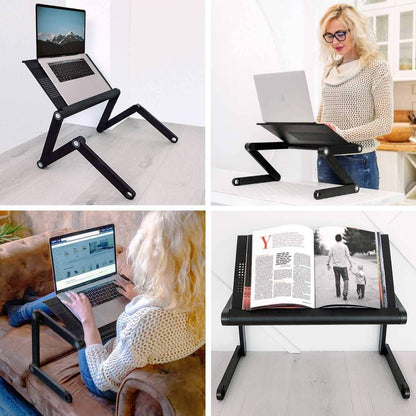 Folding Laptop Table, Adjustable Laptop Stand, Laptop tray, Big Size, Laptop Table for Bed, Cooling Pad, WonderWorker Nobel, 3