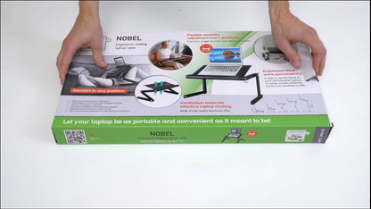 Folding Laptop Table, Adjustable Laptop Stand, Laptop tray, Big Size, Laptop Table for Bed, Cooling Pad, WonderWorker Nobel, 6